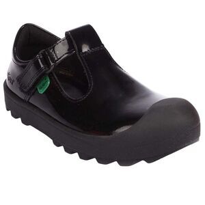 Kickers Childrens/Kids Plunk Coated Leather T-Bar School Shoes / Black